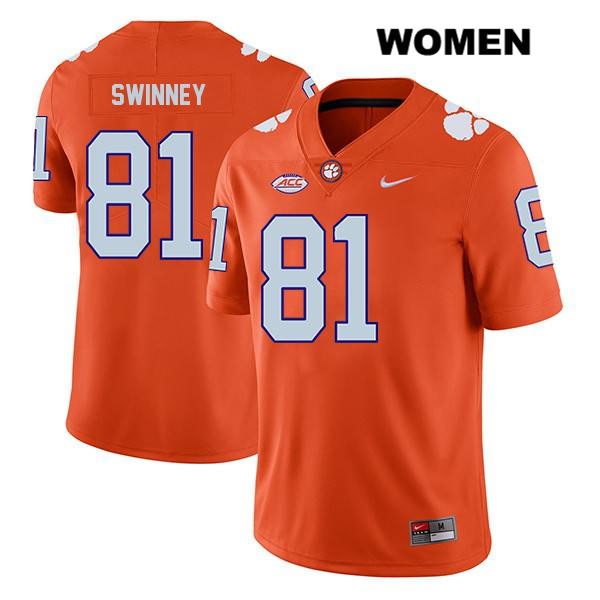 Women's Clemson Tigers #81 Drew Swinney Stitched Orange Legend Authentic Nike NCAA College Football Jersey CIW2746JX
